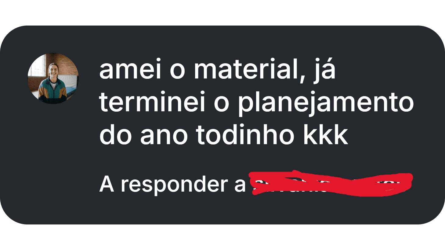 Depoimento sobre planejamento completo com o material
